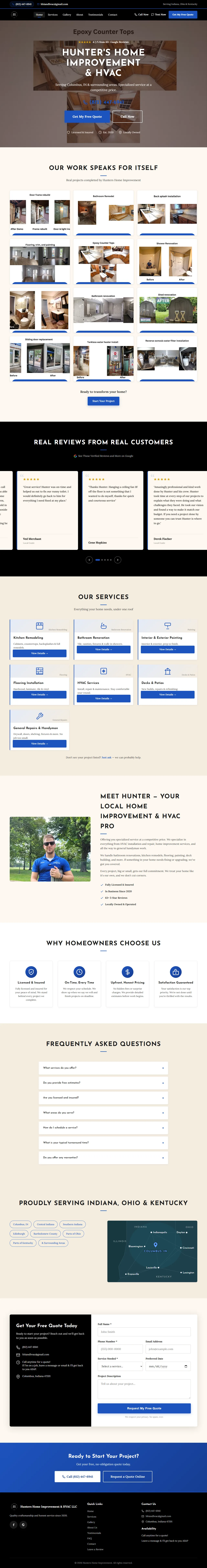 Scrolling preview of Hunter's Home Improvement