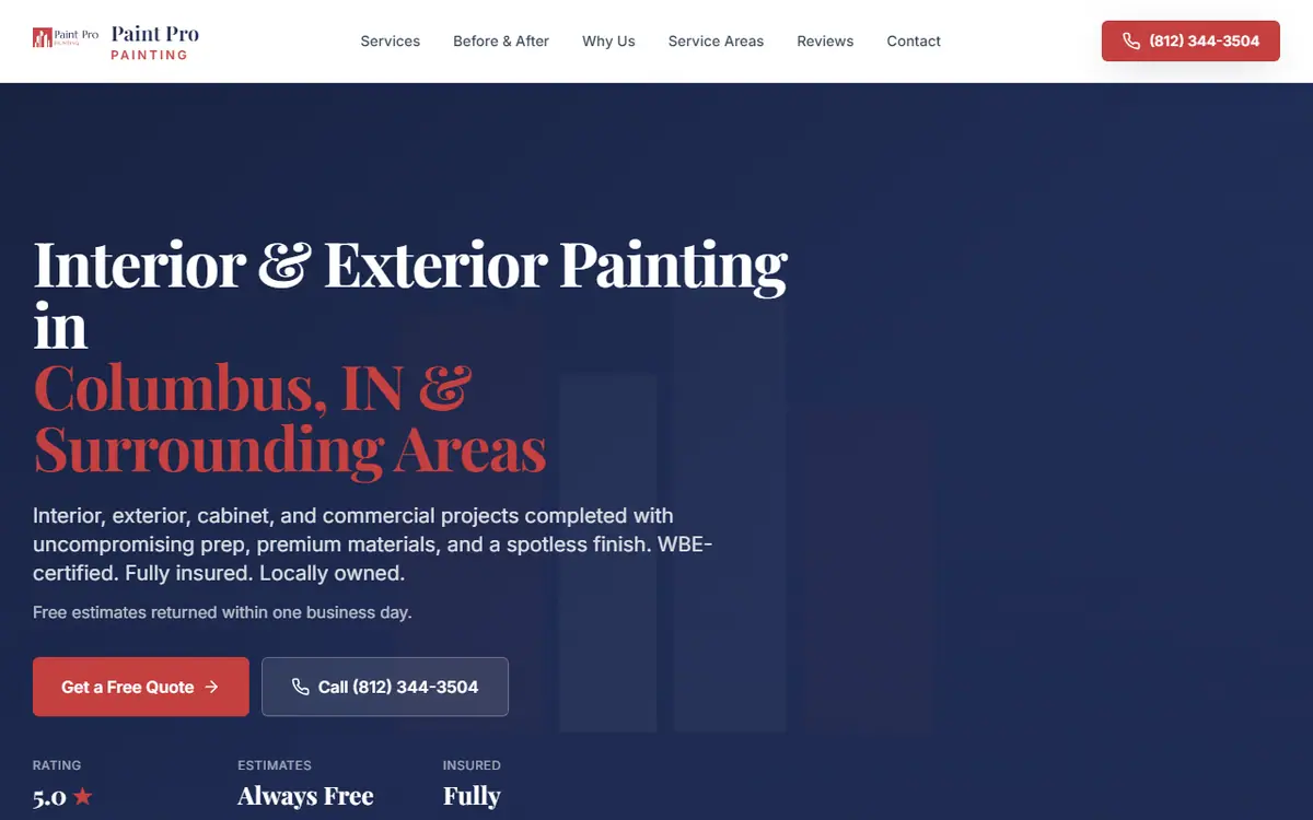 Paint Pro Painting LLC — a real client site built with the LeadPoint site builder